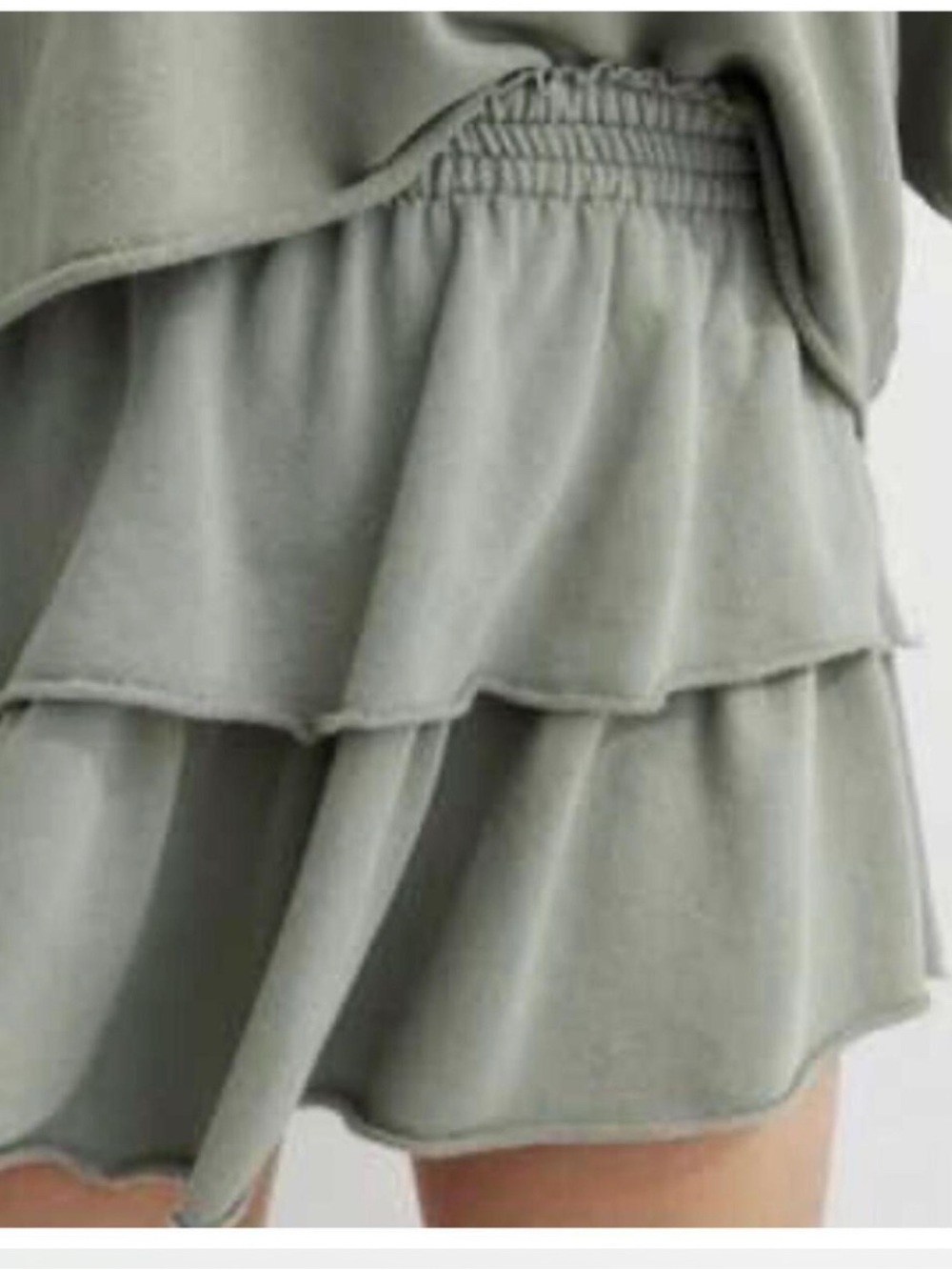 aerie Sage Green Elastic-Waist  sweatshirt style skirt size L